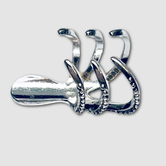 Octopus Squid Silver Dipped Cuff Style Ring Size 6 NEW - Picture 2 of 4